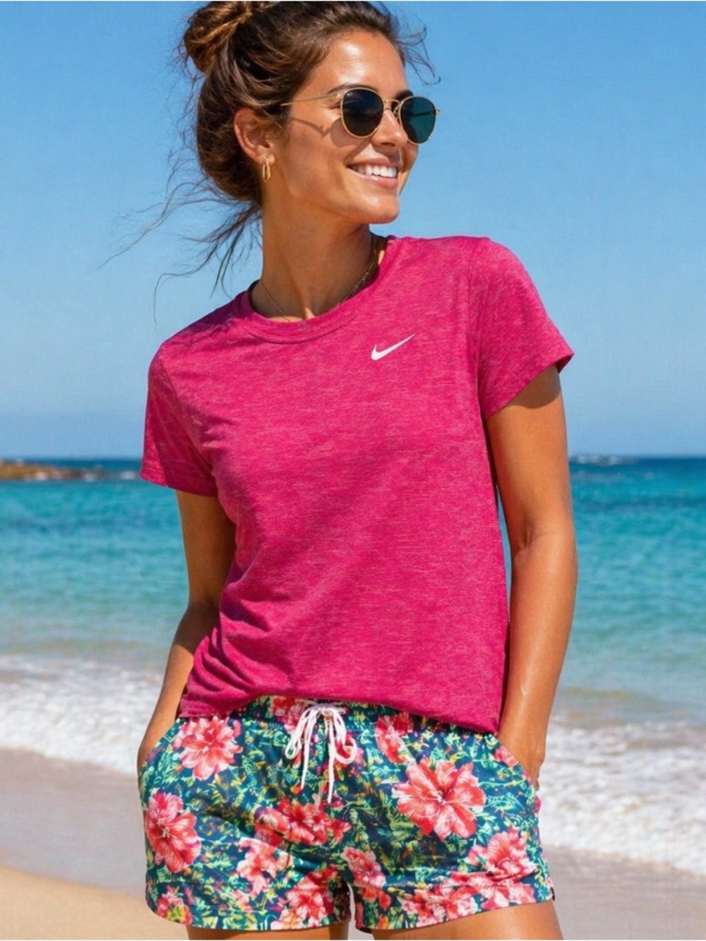 Nike Dri-Fit Pink Short Sleeve Swim T-Shirt Size M